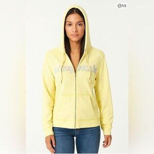Aeropostale Light Yellow Zip-Up Hoodie